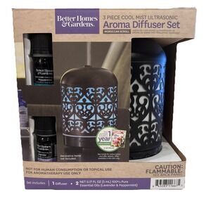 Better Homes COOL MIST AROMA DIFFUSER + 2 ESSENTIAL OILS LAVENDER PEPPERMINT